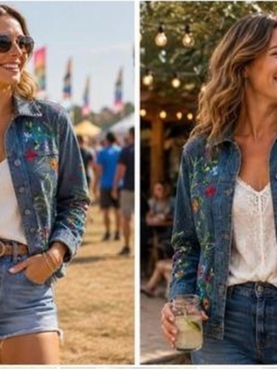 Tantrums Jackets & Blazers - Vintage 90’s Tantrums Blue Embroidered Denim Shacket with Floral Accents boho
